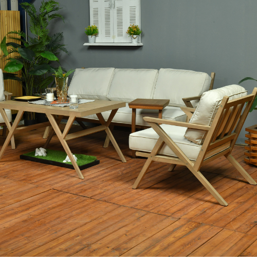 Lufta sofa set 3+1+1+table wooden