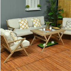 Lufta sofa set 3+1+1+table wooden