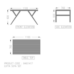 Lufta sofa set 3+1+1+table wooden