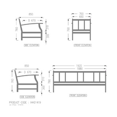 Alizaa sofa set 3+1+1+table wood