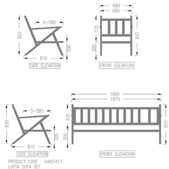 Lufta sofa set 3+1+1+table wooden