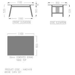 Arche sofa set 3+1+1+table wood