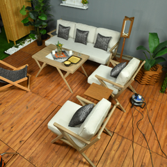 Lufta sofa set 3+1+1+table wooden